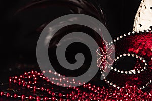 Venetian masks for carnival on a black background