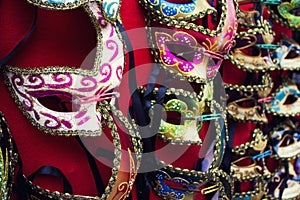 Venetian masks in rows