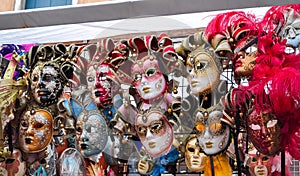 Venetian masks for sale on Venice streets, Italy