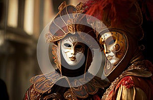 Venetian masks at traditional masquerade