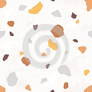 Venetian terrazzo seamless pattern. Modern abstract endless texture with small fragments of stones. Trendy floor tile