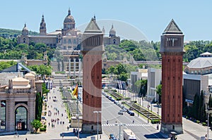 Venetian Towers lead the way to the MNAC Barcelona Spain