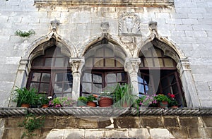 Venetian windows in Porec,Croatia