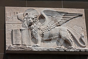 Venetian winged lion bas-relief in bergamo, Italy