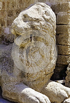 Venetians lion near Famagusta fortress, Cyprus photo