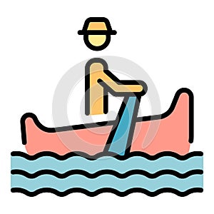 Venezia gondolier icon vector flat