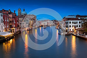 Venezia, the Grand Canal at night. Venice, Veneto, Italy. photo