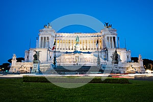 Venezia Palace /Palazzo Venezia/ - the palace of Victor Emmanuel at the Venezia Square /Piazza Venezia/ in Rome, Italy at night. L