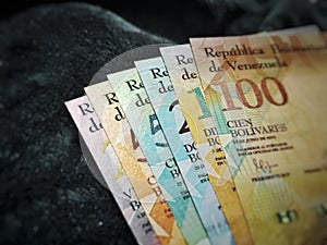 Venezuela bolivar banknotes.All Serie in bolivar banknotes photo