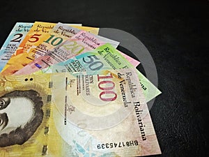 Venezuela bolivar banknotes.All Serie in bolivar banknotes photo