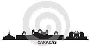 Venezuela , Caracas city skyline isolated vector illustration. Venezuela , Caracas travel black cityscape