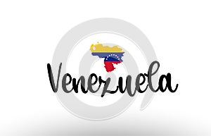 Venezuela country big text with flag inside map concept logo