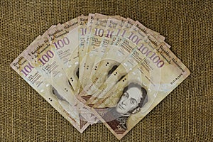 Venezuela currency money Bolivares Bs 100 photo