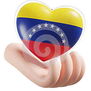Venezuela flag with heart hand care