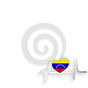 Venezuela flag heart shaped isolated on white