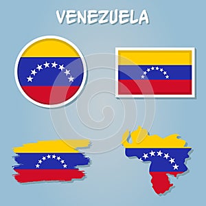 Venezuela flag and map on the blue background