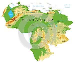 Venezuela highly detailed physical map