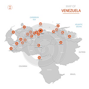 Venezuela map with administrative divisions.