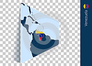 Venezuela map and flag on transparent background