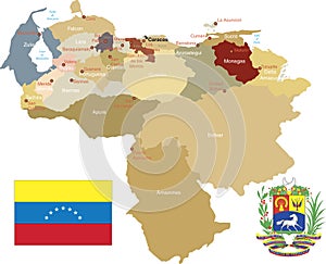 Venezuela, States and capitals.