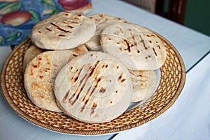 Venezuelan Arepas served on a table