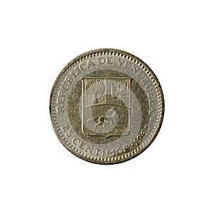 25 venezuelan centimos coin 1965 obverse photo