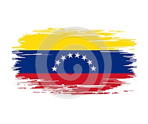 Venezuelan flag brush grunge background. Vector illustration.