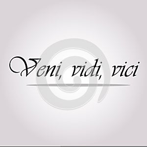 Veni Vidi Vici - latin motivational phrase. I came, I saw, I conquered in English. Hand lettered calligraphic quote