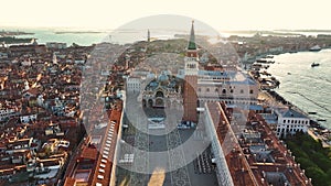 Venice from above, skyline view of St. Mark's Square, Italy