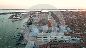 Venice from above, skyline view of St. Mark's Square, Italy