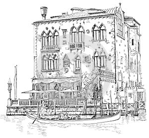 Venice. Ancient building & gondola