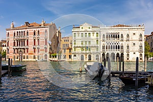 Venice architecture on Grand canal with Ca D`Oro palace, Italy