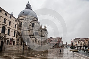 Venice - basilica Santa Maria della Salute in the rain