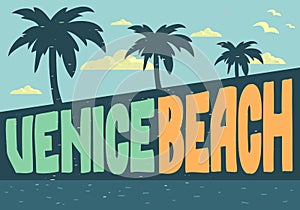 Venice Beach Los Angeles California Design For Poster Postcard Vector Image