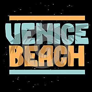 Venice Beach Los Angeles California Palm Tree Label Sign Logo Hand Drawn Lettering Modern Calligraphy for t shirt