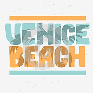 Venice Beach Los Angeles California Palm Tree Label Sign Logo Hand Drawn Lettering Modern Calligraphy for t shirt