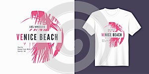 Venice beach t-shirt and apparel trendy design with palm tree si photo