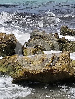 Waves Crashing in the Lime Rock