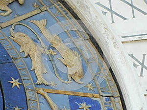 Venice blue zodiac clock details