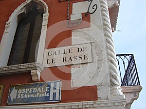 Venice,Calle de la Rasse street sign