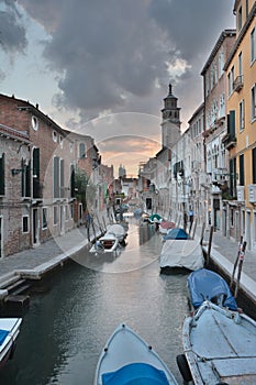 Venice canal with boats