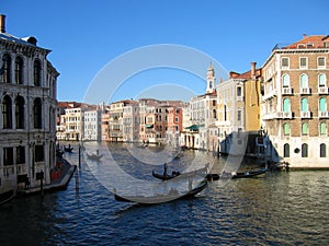 Venice Canal Grande view with Gondole