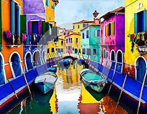 Venice canal, Italy - Generative AI