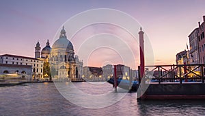 Venice canal santa maria della salute basilica panorama 4k time lapse italy
