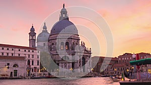 Venice canal santa maria della salute basilica sunset 4k time lapse italy