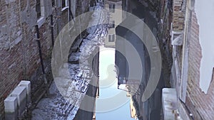 Venice canal without water with mud