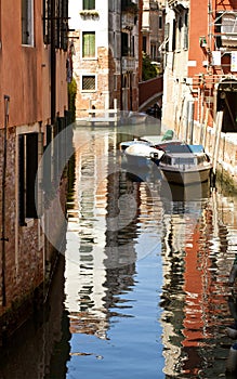 Venice, canal and water reflection