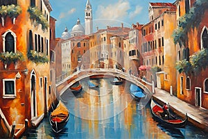 Watercolor Painting Venice, Italy.