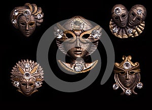 Venice carnival mask on black background