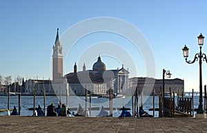 Venice and the Cinema Festival,view of the church of San Giorgio from St. Mark`s Square